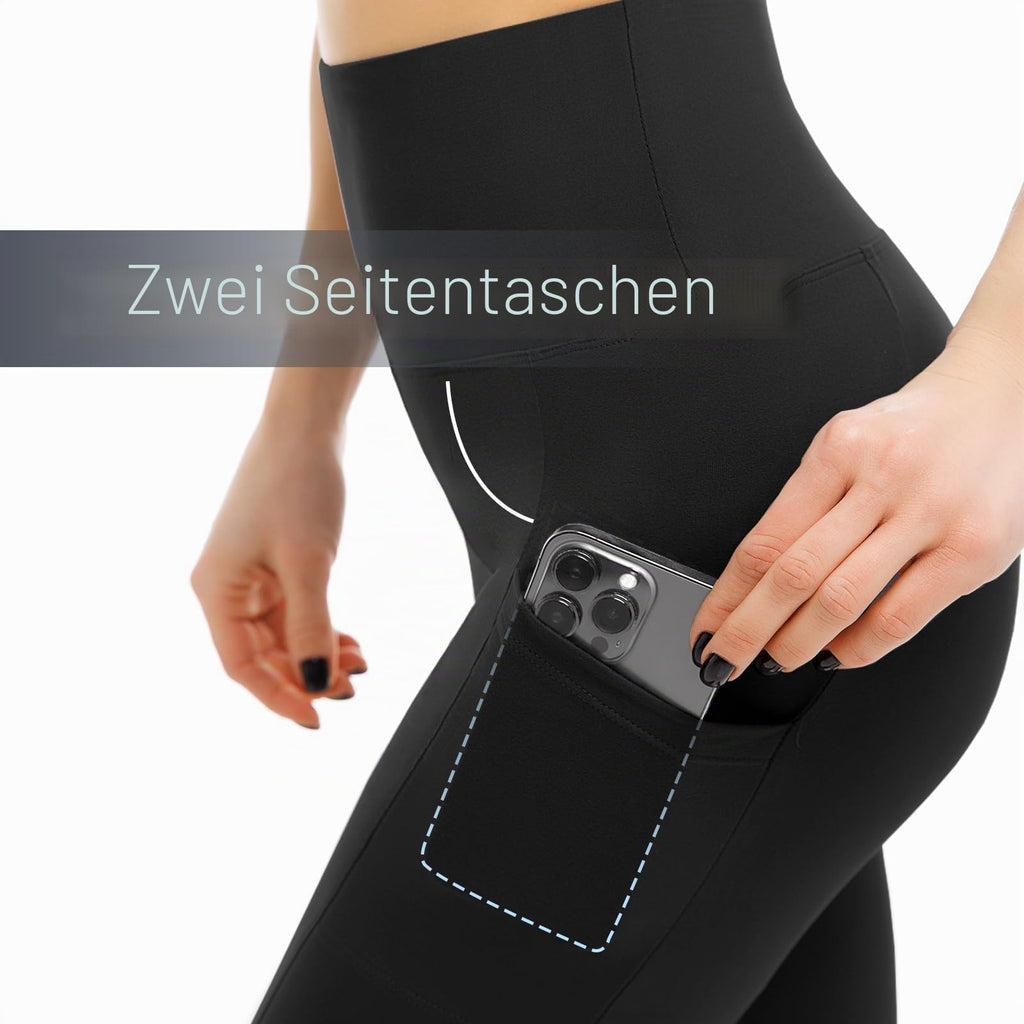 Leafigure 2er Pack High Waist Leggings Damen mit Taschen