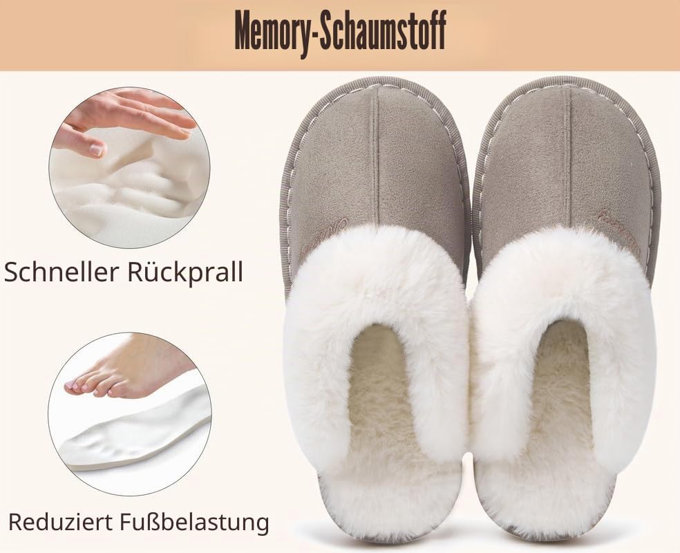 Misolin Damen Herren Hausschuhe Winter Warme Pantoffeln mit Memory-Schaum