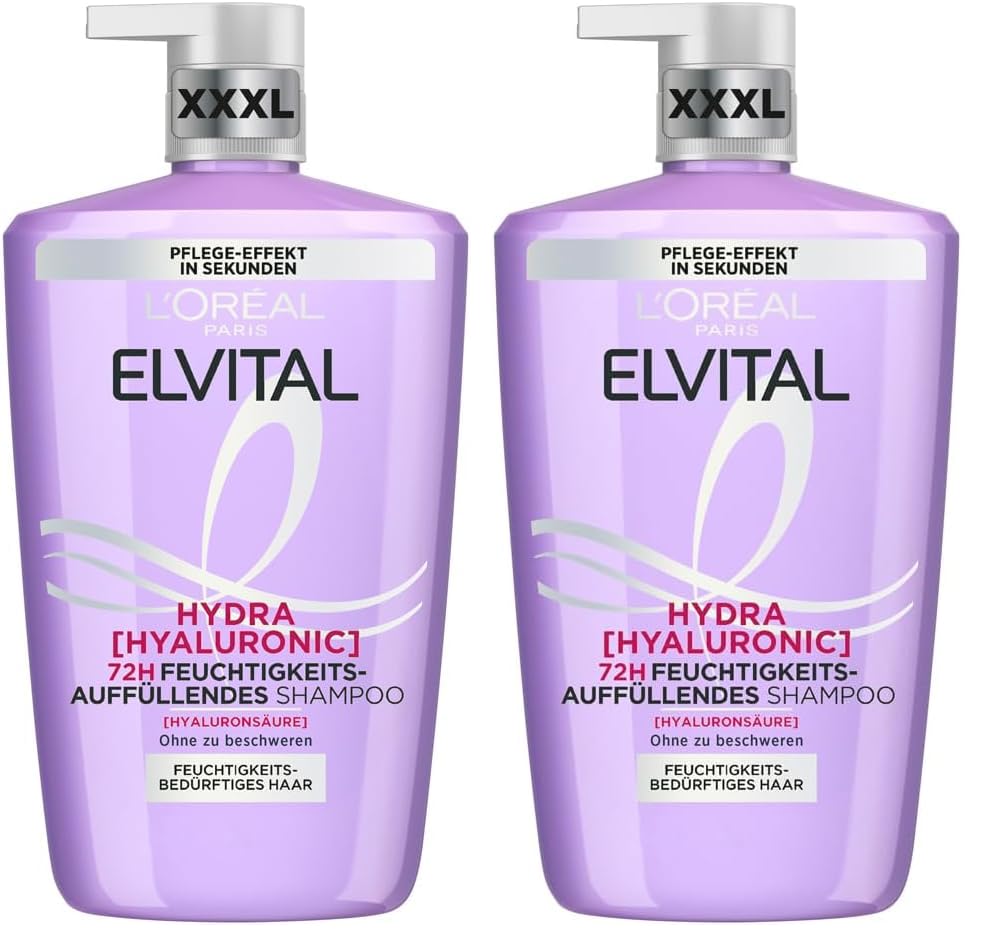 L'Oréal Paris Elvital Hydra Hyaluronic Shampoo Feuchtigkeitsboost, 1000 ml