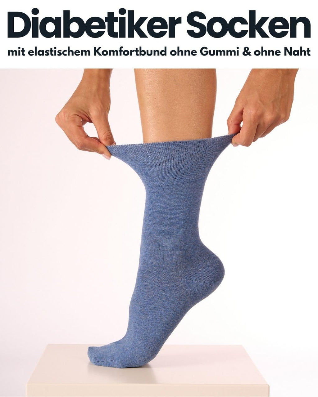 sockenkauf24 10 Paar Diabetikersocken für Herren & Damen ohne Gummibund & ohne Naht aus Baumwolle Diabetiker Socken mit Komfortbund ohne Gummi