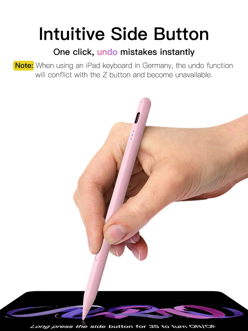 Stylus Stift für iPad 2018-2026 mit USB-C Schnellladeleistung, Palm Rejection und Neigungssensitivität Pencil für iPad 11/10/9/8/7/6/A16, Mini 7/6/5, Air M4/3/2 11"/13"/5/4/3, Pro M5/M4 13"/12.9″/11″