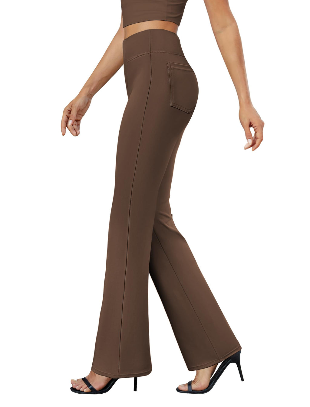 DLOODA Damen Bootcut-Hosen Business-Casual Arbeitshose mit Taschen