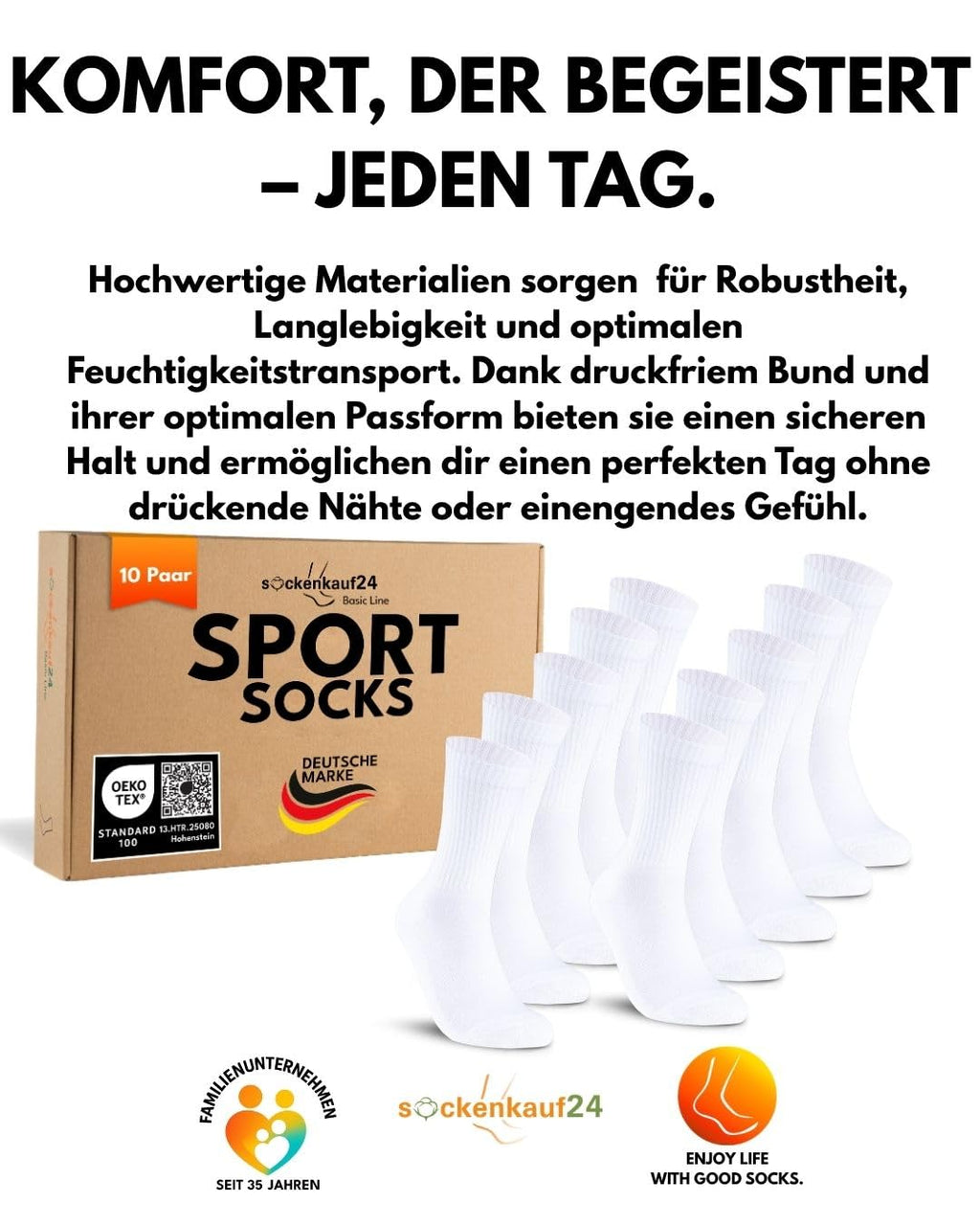 10 Paar Sportsocken Tennissocken Herren Damen Atmungsaktive Crew Socken Baumwolle