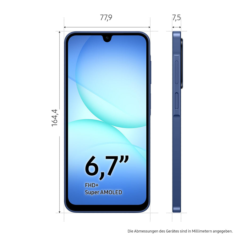 Samsung Galaxy A17 5G AI Smartphone, KI-Handy mit Android, Dünner 7,5-mm-Rahmen, 50-MP-Kamera, 128 GB Speicher, 4 GB RAM, 5.000-mAh-Akku, Black, 2,5 Jahre Herstellergarantie [Exklusiv auf Amazon]