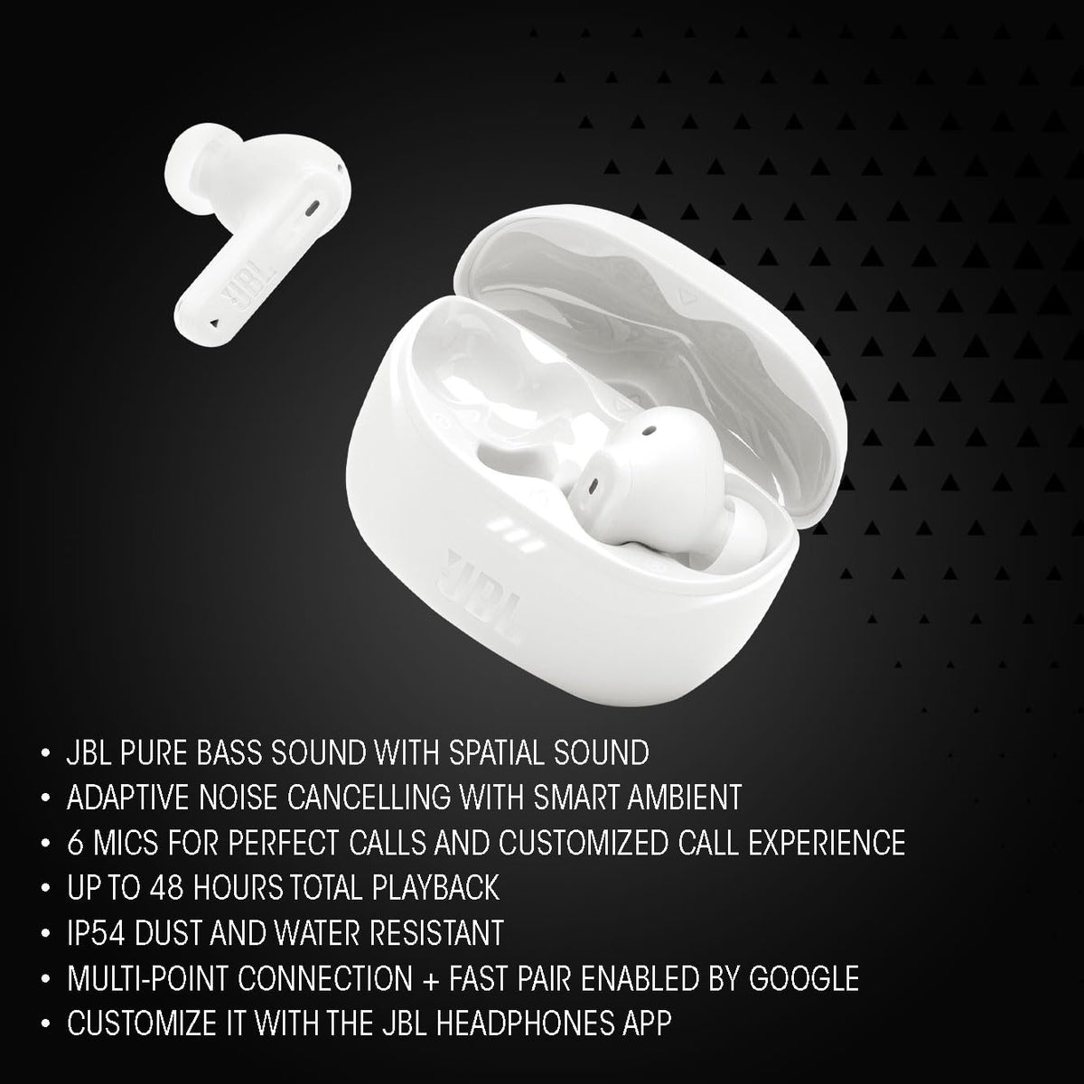 JBL Tune Beam 2, Kabellose Kopfhörer mit Noise-Cancelling, Schwarz