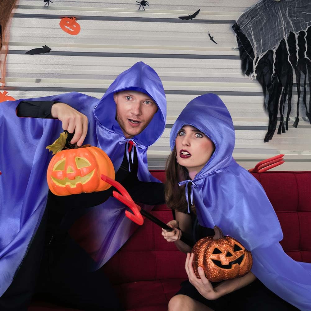 Aomig Cape à Capuchon, Déguisement Adulte Unisexe Costume, Cape Sorcier, Halloween Cosplay Costume Cape Longue Cape, Déguisement pour Halloween, Bal Masqué