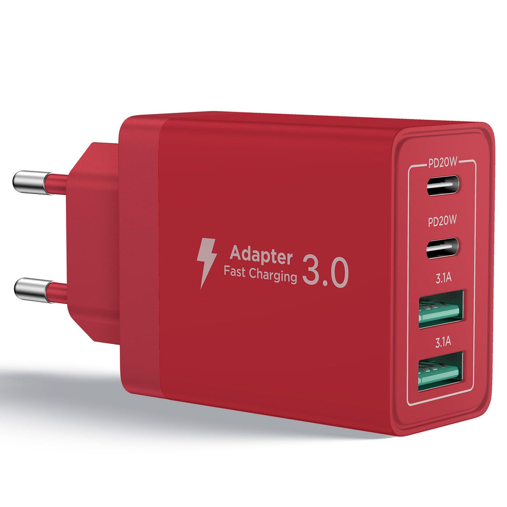 USB C Ladegerät, 40W 4-Port USB ladegerät Mehrfach Schnellladegerät PD 3.0