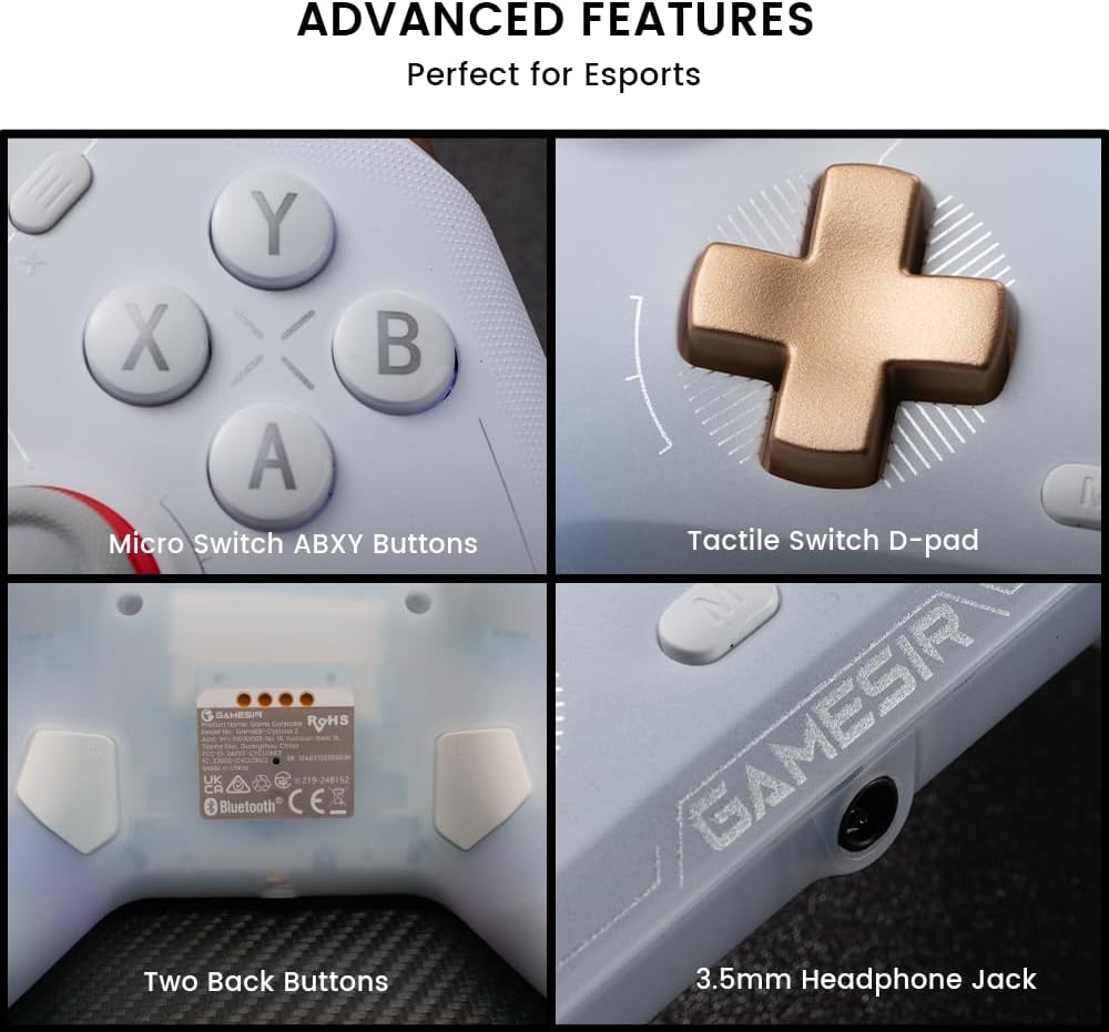 GameSir Cyclone 2 Kabelloser PC Controller mit Ladestation,TMR,RGB (Weiß)