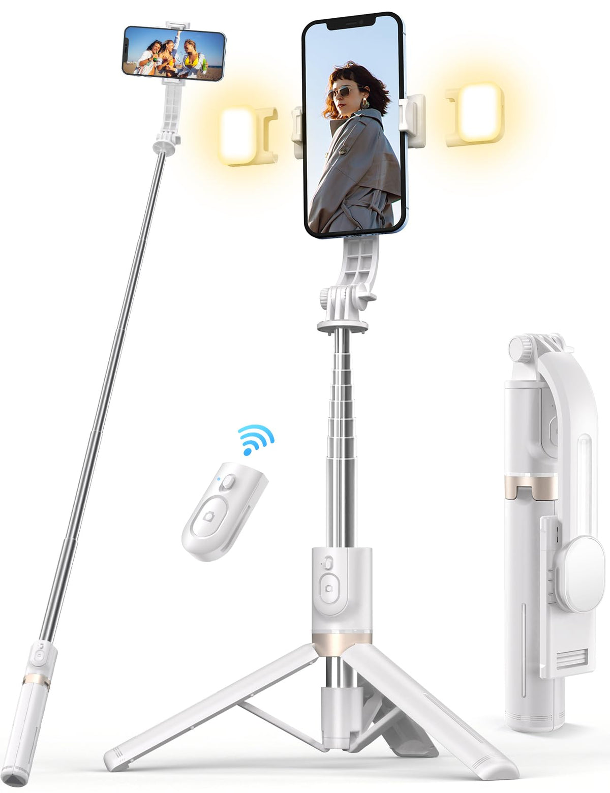 Selfiestick Stativ und Fernbedienung, 2 Fülllicht Stativ für Smartphones