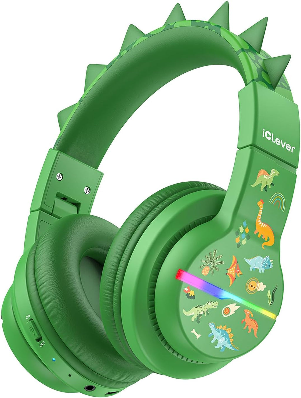 iClever BTH12 Bluetooth-Kopfhörer für Kinder mit LED-Beleuchtung, 85 Stunden Wiedergabezeit, ideal für Reisen