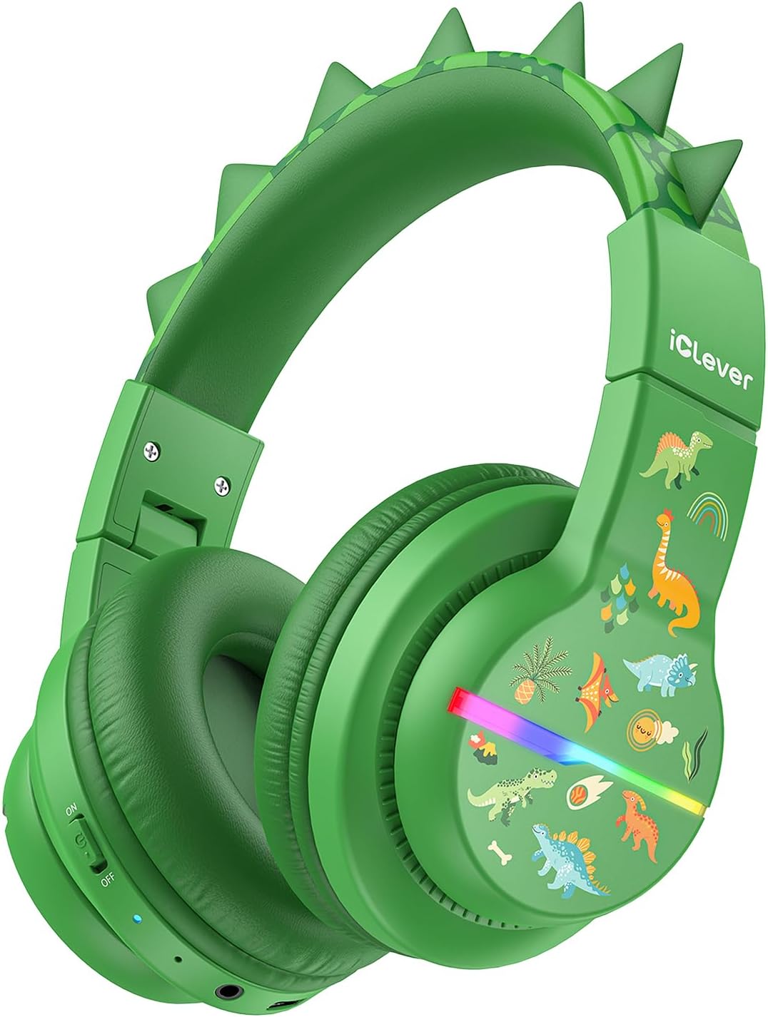 iClever BTH12 Bluetooth-Kopfhörer für Kinder mit LED-Beleuchtung, 85 Stunden Wiedergabezeit, ideal für Reisen