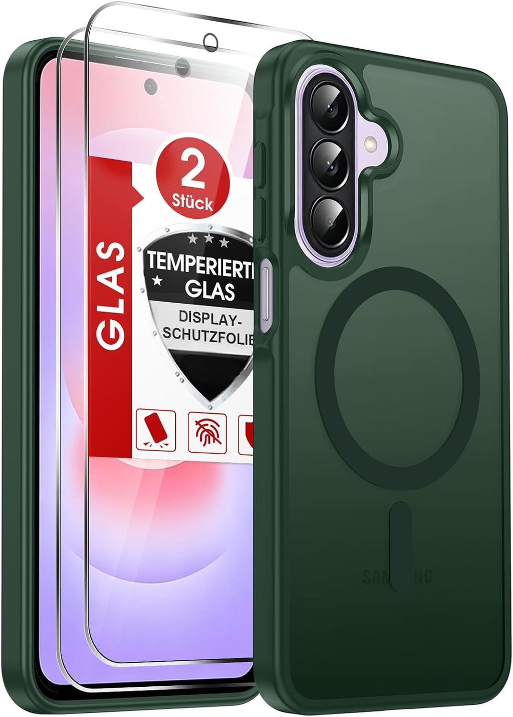LeYi für Samsung Galaxy A06 4G Hülle für Magsafe mit 2X Panzerglas-Schwarz