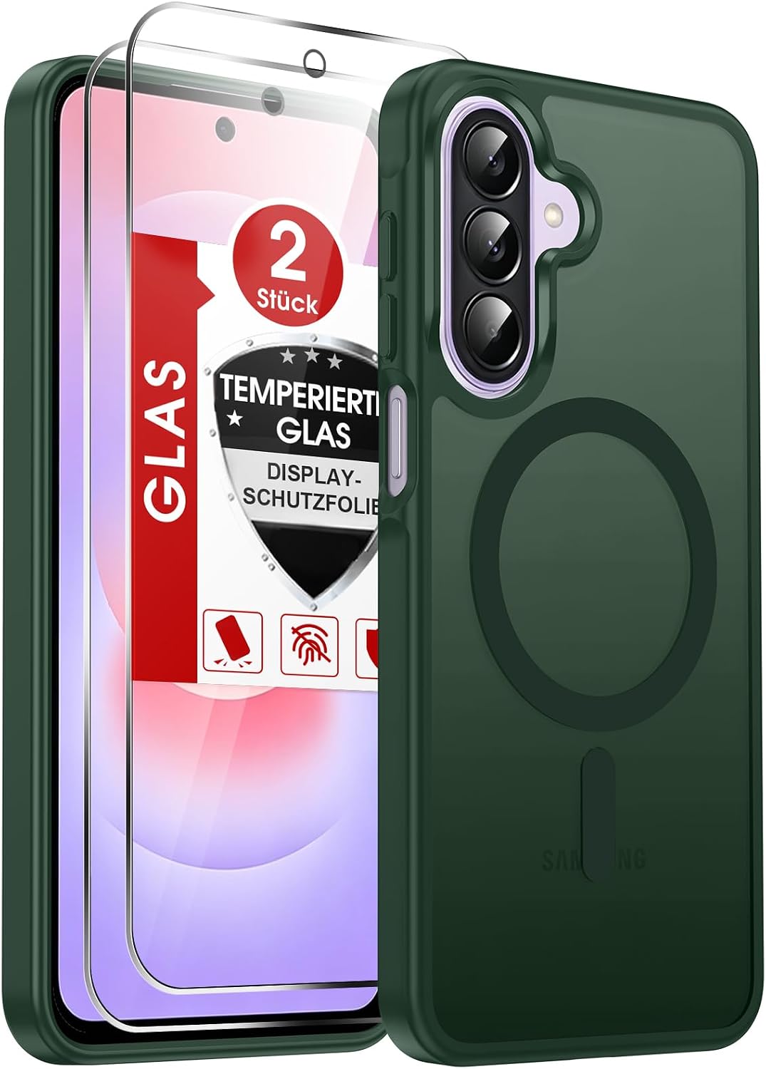 LeYi für Samsung Galaxy A06 4G Hülle für Magsafe mit 2X Panzerglas-Schwarz