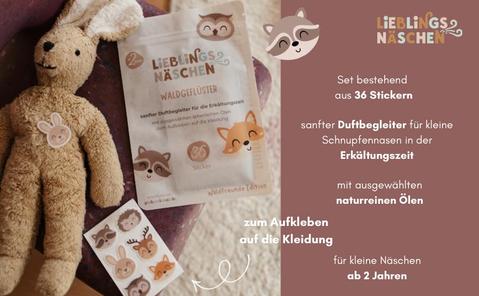 Wohltuende Duft-Sticker für die Erkältungszeit (Waldtiere)