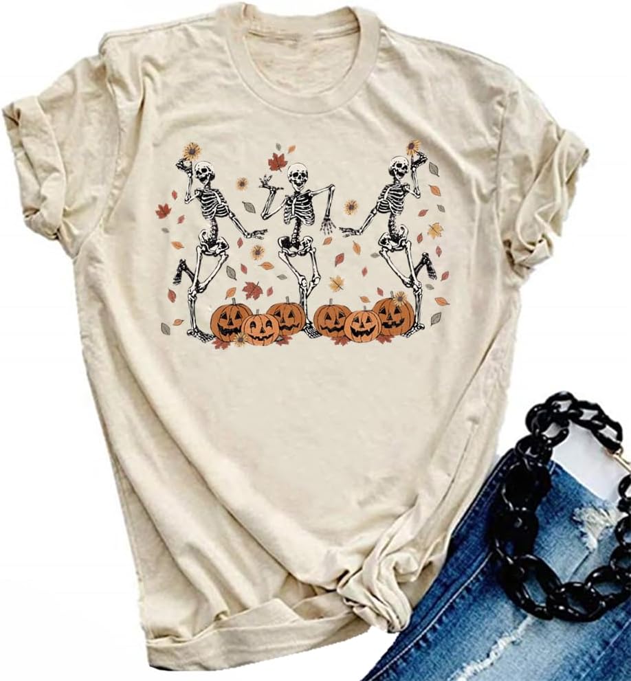 Halloween-Kürbis-Shirts für Damen, Herbst-T-Shirts, niedliche grafische Herbst-Shirts, Thanksgiving-Oberteile