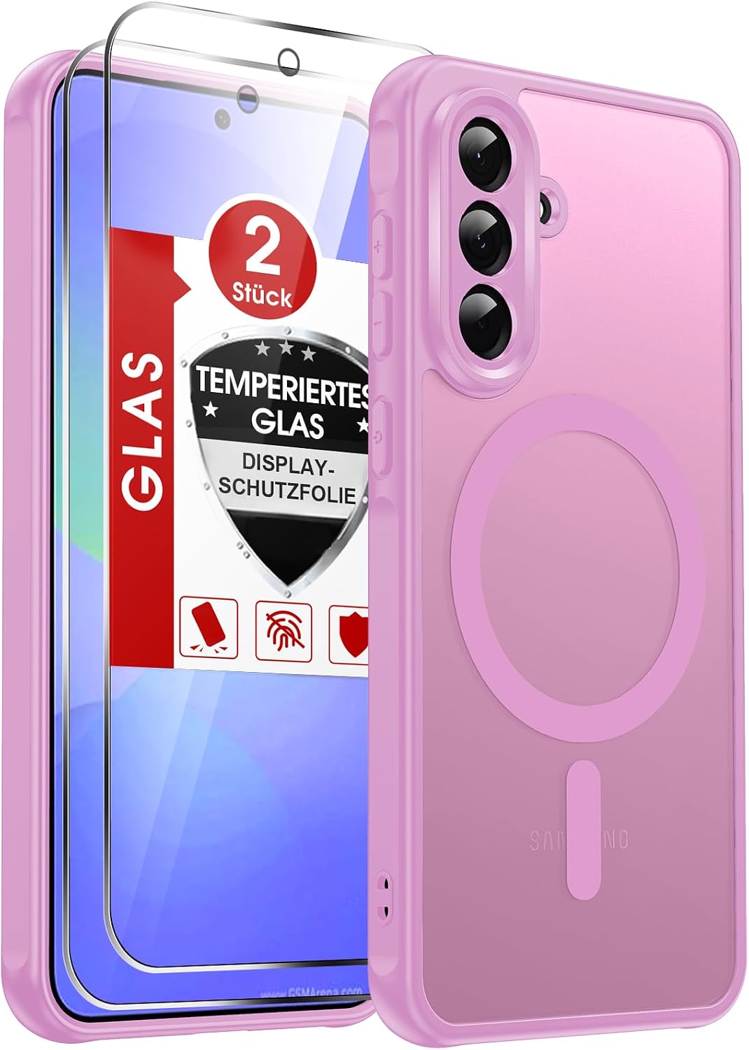 LeYi für Samsung Galaxy A06 4G Hülle für Magsafe mit 2X Panzerglas-Schwarz