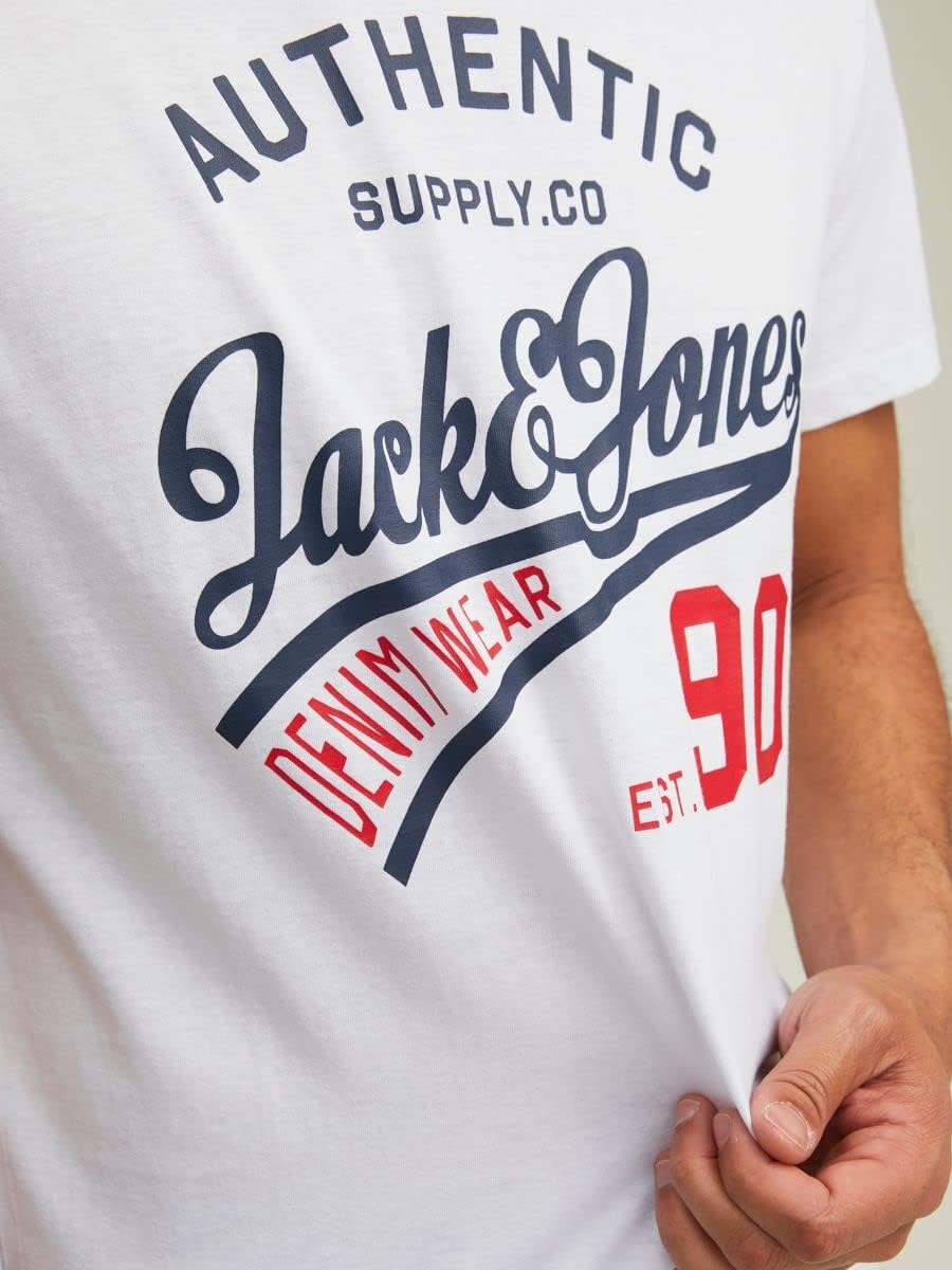 JACK & JONES Herren T-Shirt 3er Pack – Baumwolle, Rundhals, Kurzarm, mit Print – Bequeme Freizeitshirts im modernen Design