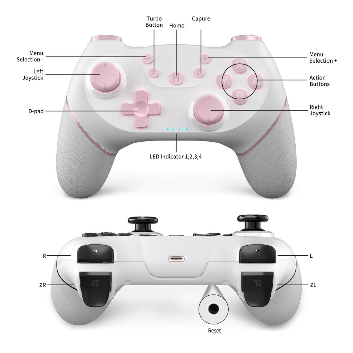 AceGamer 2pcs Wireless Controller für Switch 2/1/Lite/OLED, Controller für Switch Pro mit Weckfunktion mit Einer Taste，Pro Gamepad mit Doppel Vibration/Turbo/Screenshot (Schwarz & Weiß)