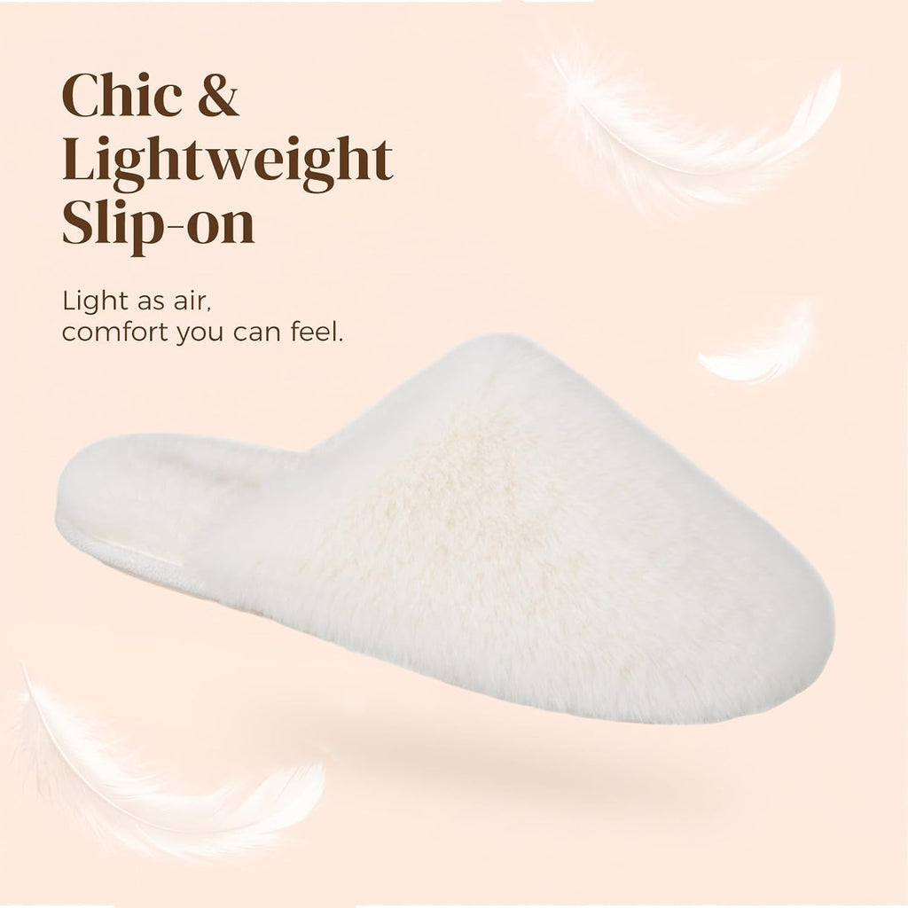 Snug Leaves Women's Fuzzy Scuff Slippers Memory Foam Non-slip House Shoes
