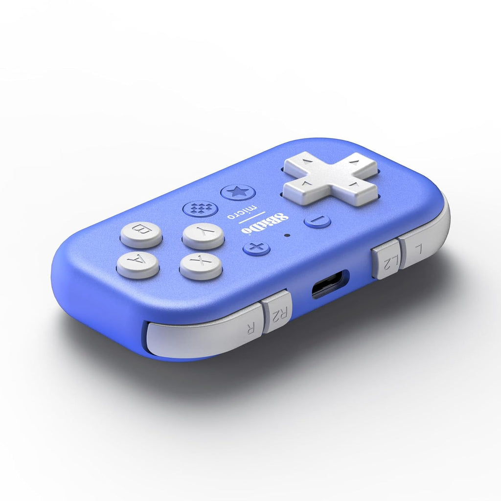 8Bitdo Micro Bluetooth Gamepad Pocket-sized Mini Controller for Switch, Android, and Raspberry Pi, Support Keyboard Mode (Blue)