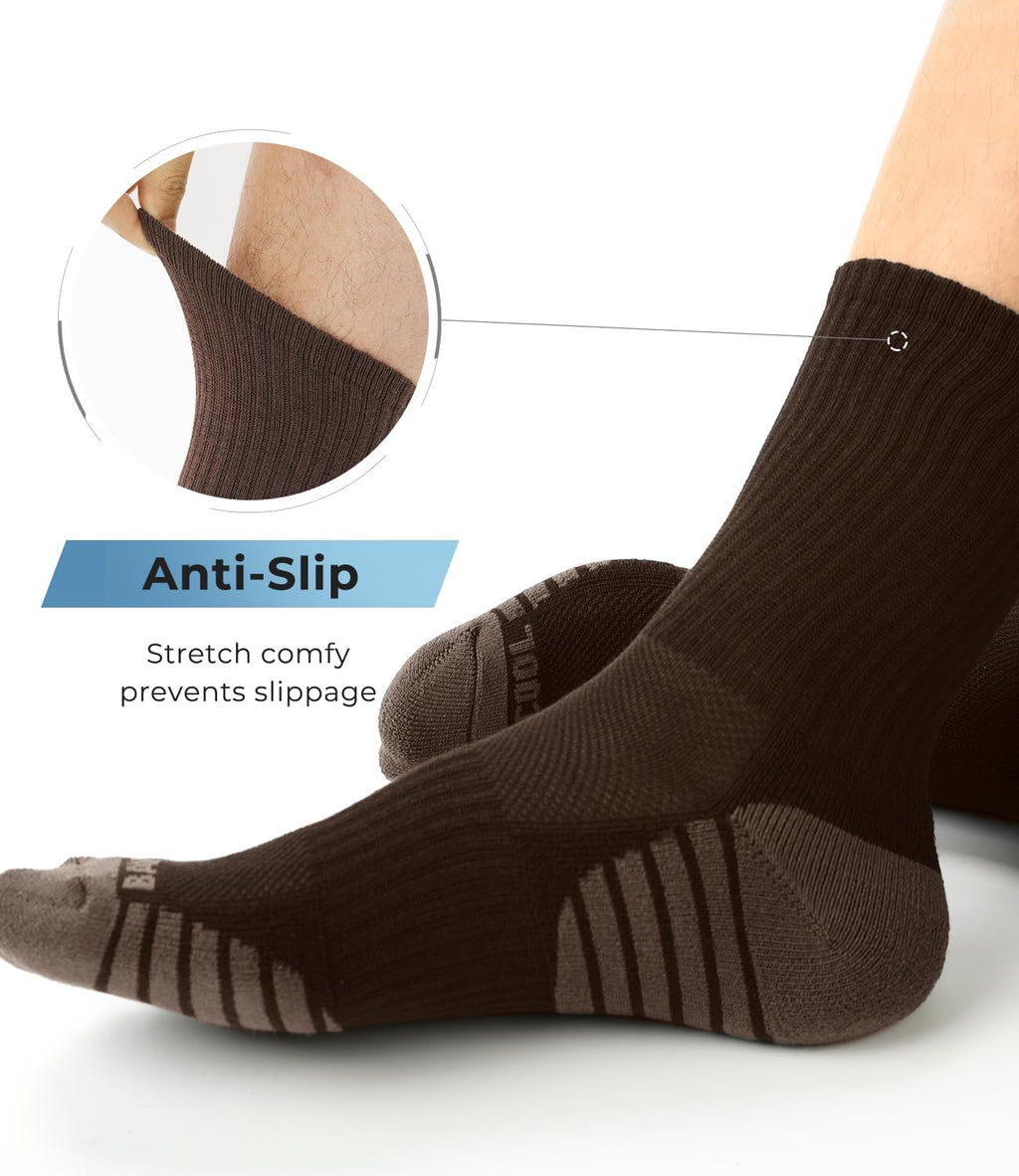 BAMBOO COOL Men's Crew Socks Athletic Cushioned Moisture Wicking 6 Pairs