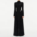 Lace High-Neck Long-Sleeve Maxi Evening Gown