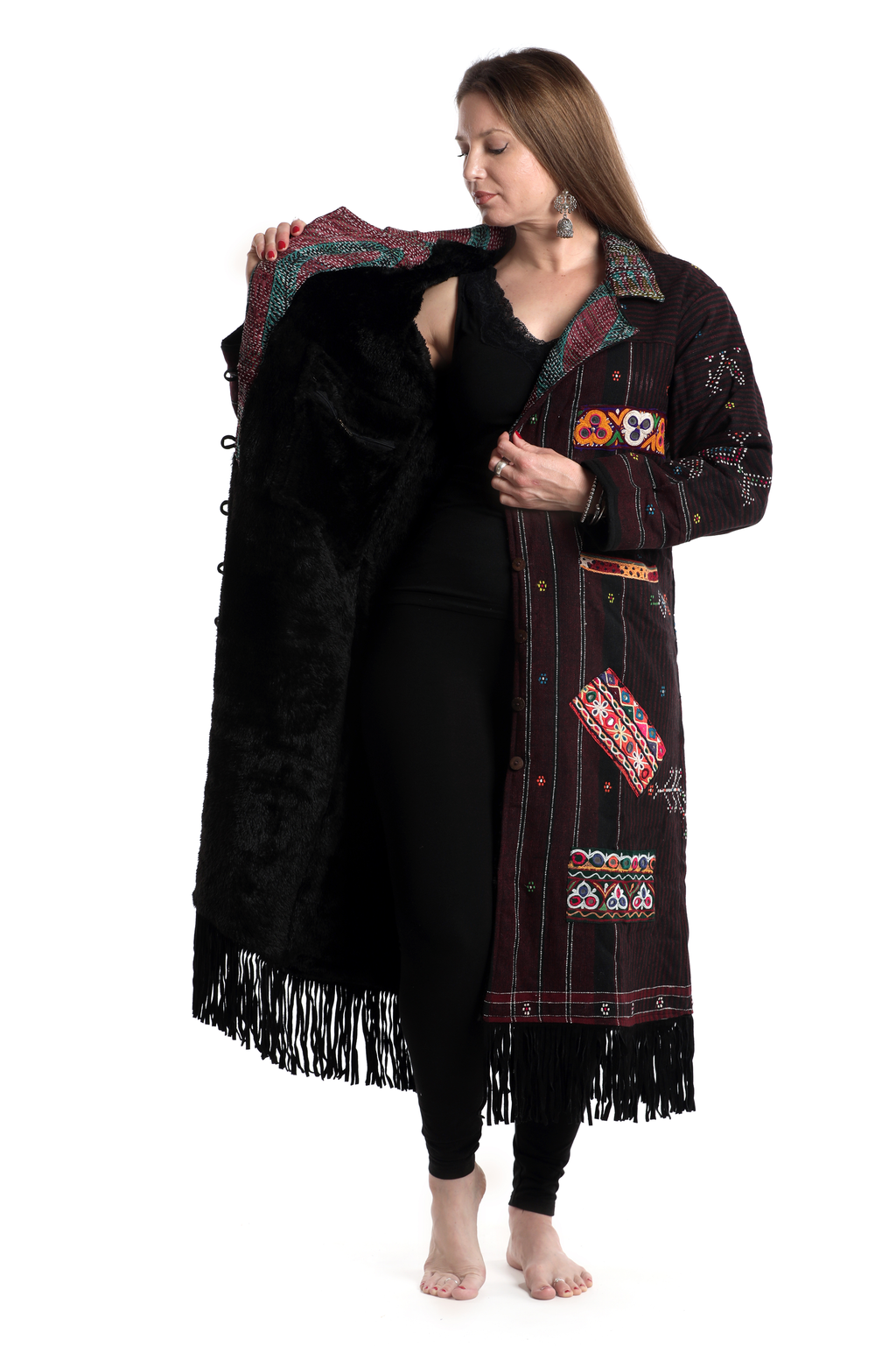 Abrigo tipo kimono de lana merino, poco común, n.º 63