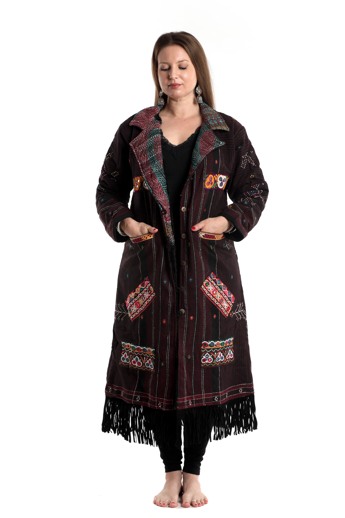 Abrigo tipo kimono de lana merino, poco común, n.º 63