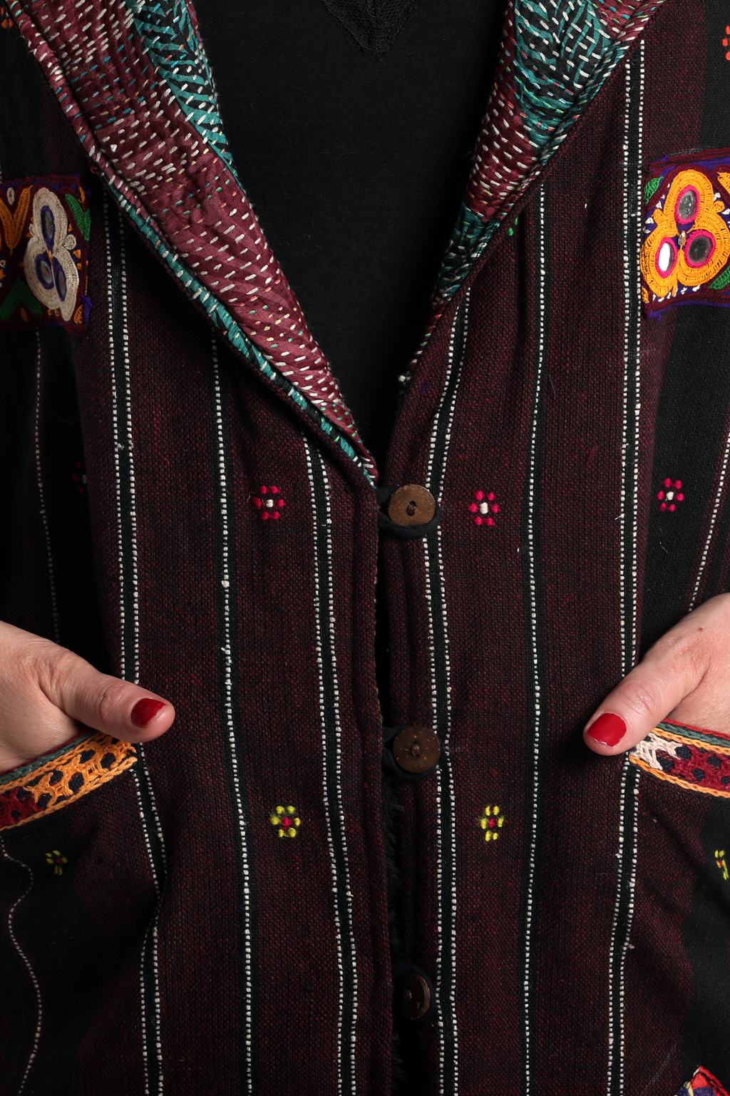 Abrigo tipo kimono de lana merino, poco común, n.º 63