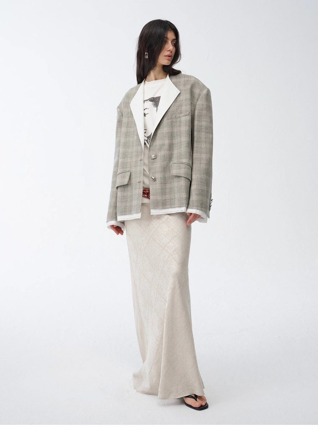 "London Diary"old Money Style Contrasting Lapel Wool Blazer