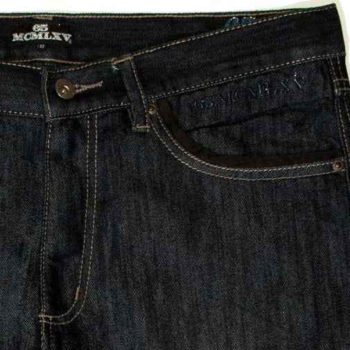 Jeans de mezclilla premium para hombre 65 McMlxv, lavado oscuro