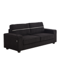 86,5-Zoll-Sofa – Tiefes Sofa mit zwei Staufächern, Typ-C-Ladeanschlüssen, USB-Ladeanschlüssen & 2 Getränkehaltern, Kordsamt