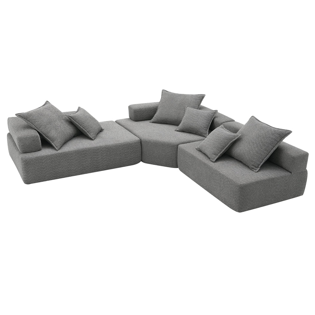 Oversized Modular L Shaped Sectional Sofa,Luxury Boucle Floor Couch Set,Convertible Sleeper Couch,Spacious Foam-Filled S