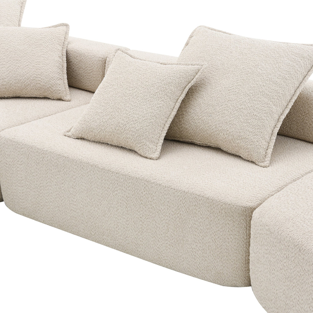 Sofá seccional modular de gran tamaño, lujoso conjunto de sofá de suelo de bouclé, sofá cama convertible, espacioso sofá cama relleno de espuma