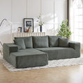 Modern Corduroy Upholstered Sectional Sofa Couch Set,Modular 108" L Shaped Sectional Living Room Sofa Set With 5 Pillows