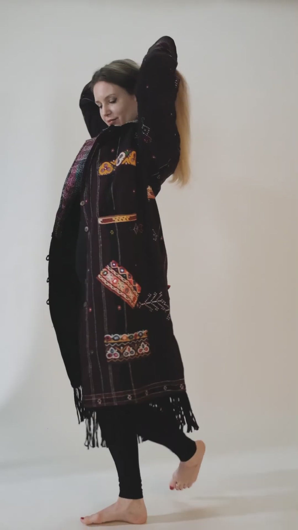 Abrigo tipo kimono de lana merino, poco común, n.º 63