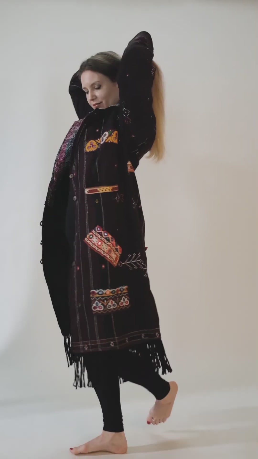 Abrigo tipo kimono de lana merino, poco común, n.º 63