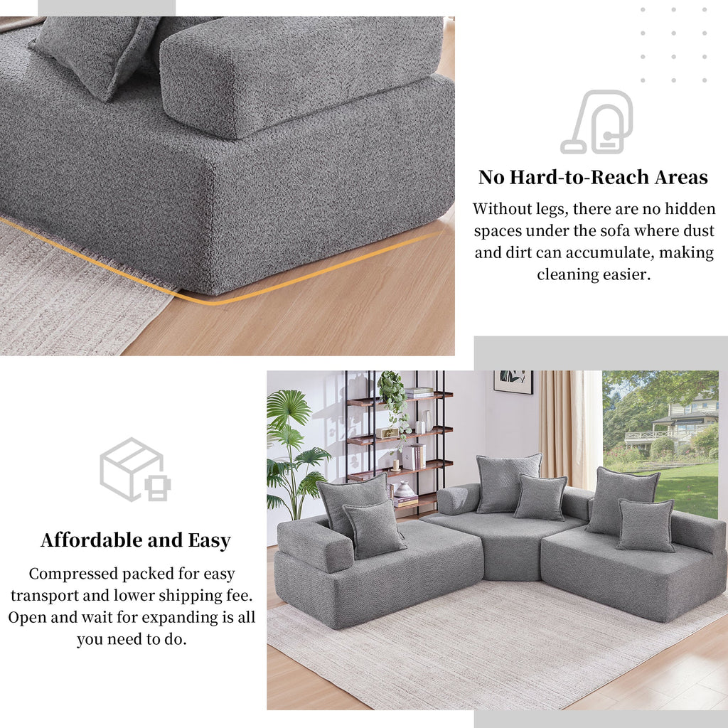 Oversized Modular L Shaped Sectional Sofa,Luxury Boucle Floor Couch Set,Convertible Sleeper Couch,Spacious Foam-Filled S