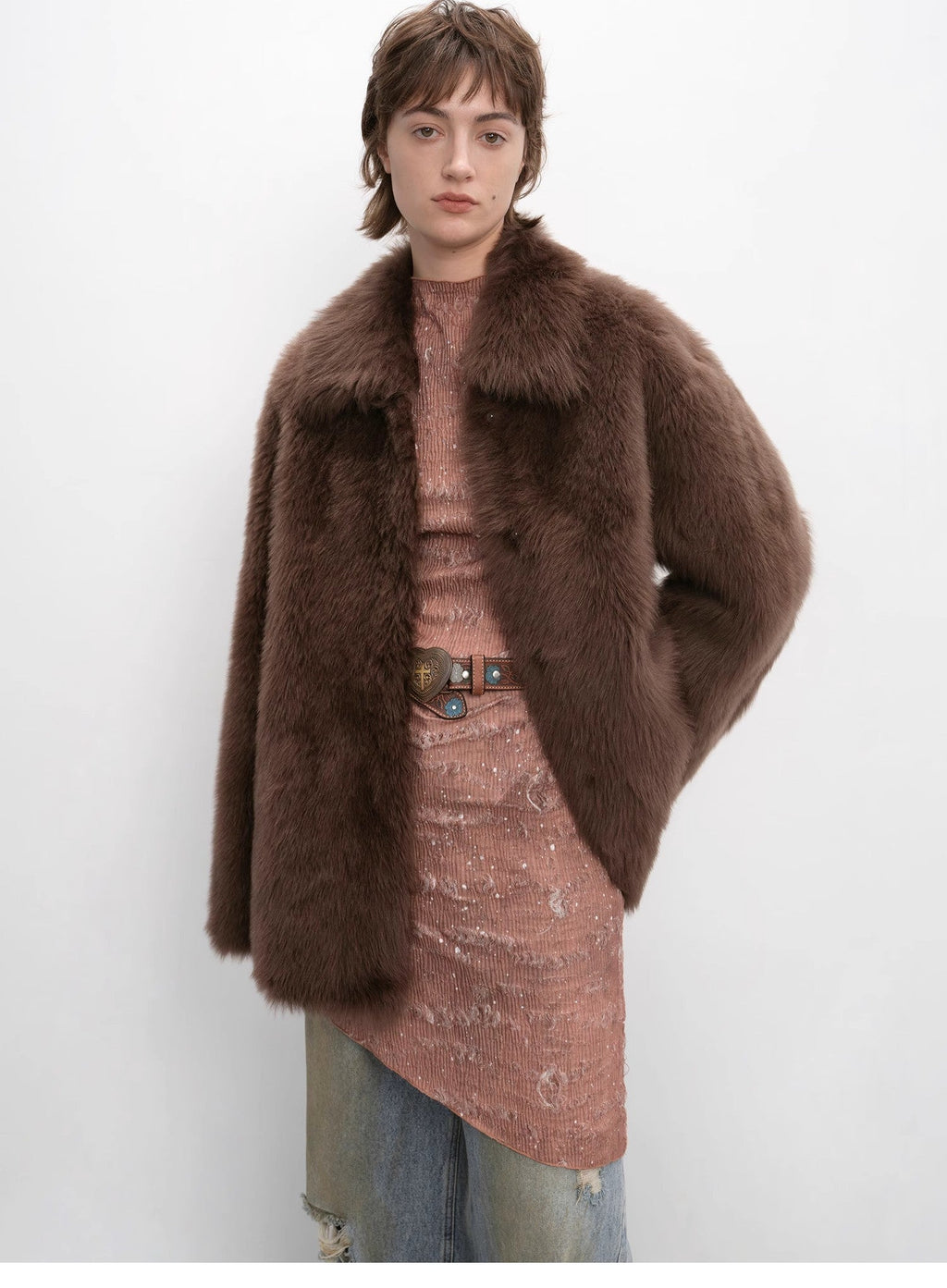 "Autumn Exclusive" Imported Tuscan Sheepskin Short Lapel Fur Coat