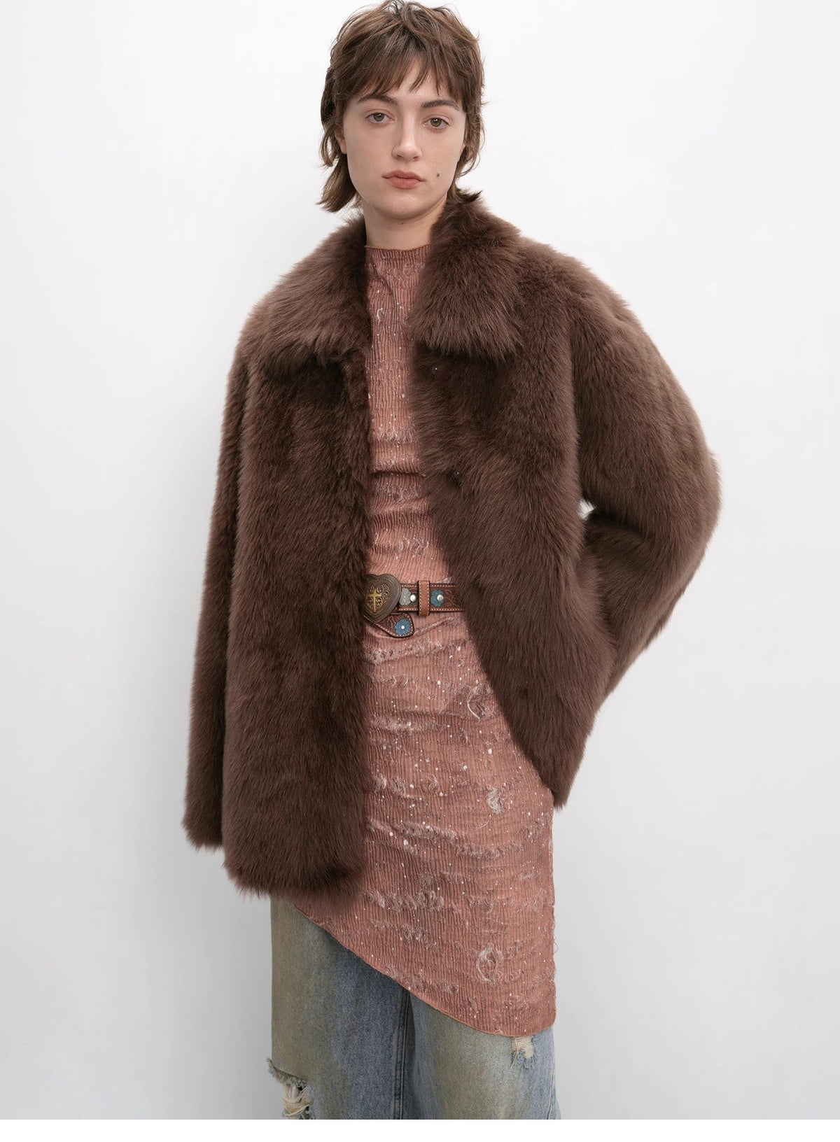 "Autumn Exclusive" Imported Tuscan Sheepskin Short Lapel Fur Coat