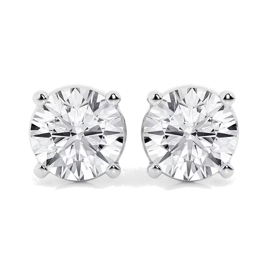 Pendientes de botón de diamante de laboratorio redondo de 5.00 CTW con certificación AGI – G/VS en oro blanco o amarillo de 14K