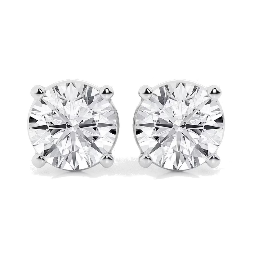 Pendientes de botón de diamante de laboratorio redondo de 5.00 CTW con certificación AGI – G/VS en oro blanco o amarillo de 14K