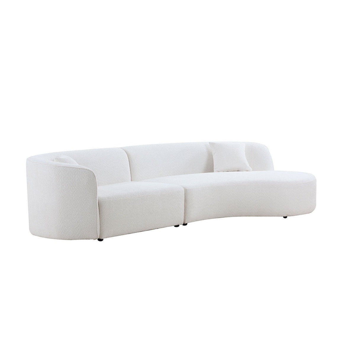 Luxury Modern Style Living Room Upholstery Curved Sofa With Chaise 2-Piece Set, Right Hand Facing Sectional,  Boucle Cou