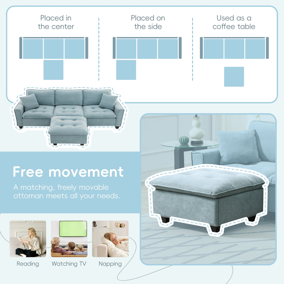 100*59" Modern Convertible Sectional Sofa,L-Shaped Reversible Couch Set With Free Pillows,4 Seat Suede Velvet Sleeper So