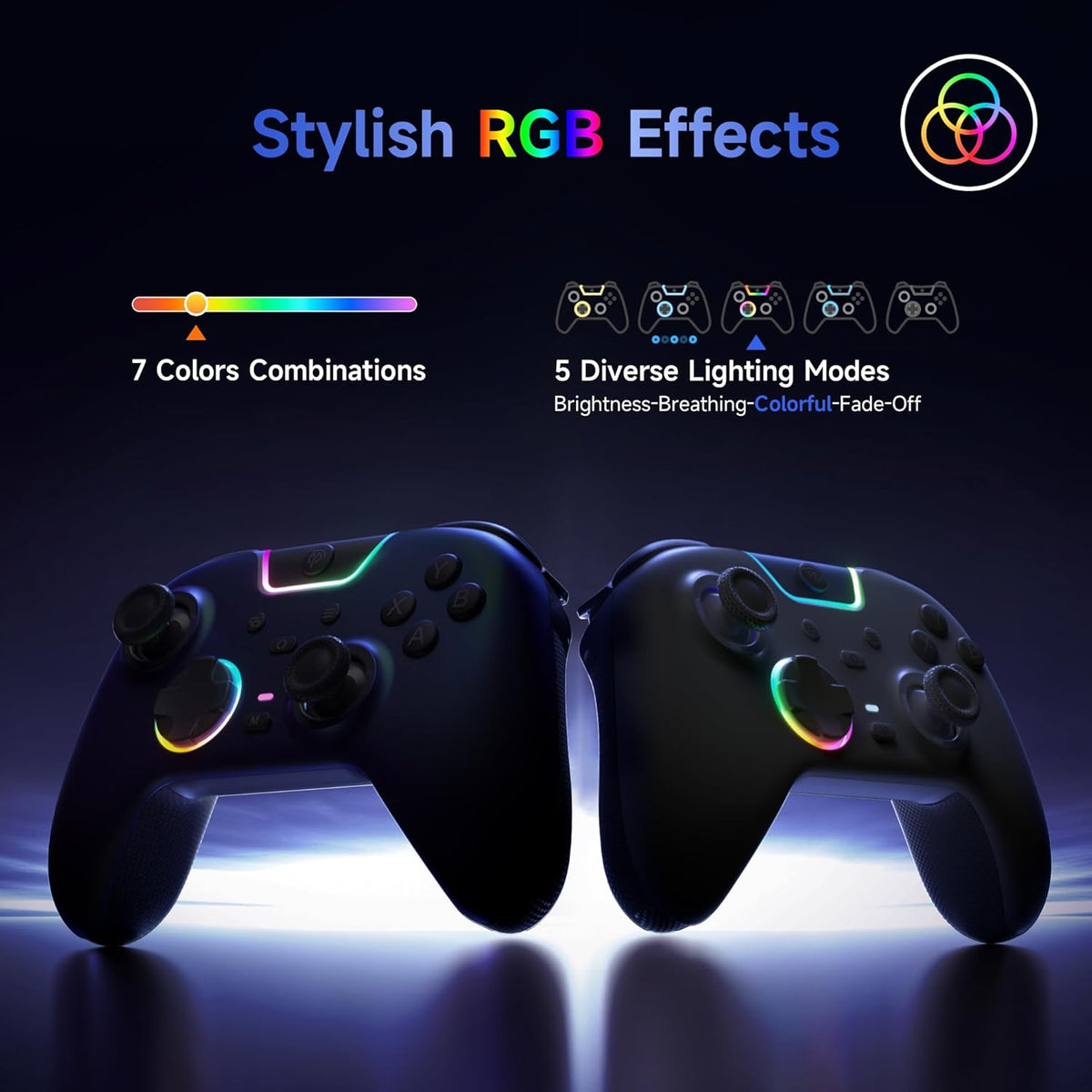 EasySMX X05PRO Wireless PC-Controller, Gaming-Controller mit leisen Tasten, 2-stufigen Triggern, Hall-Effekt-Joysticks, 2 programmierbaren Tasten, 1000 mAh Akku, kompatibel mit PC/Switch/Android/iOS – Schwarz