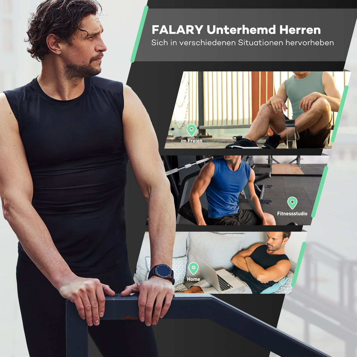 FALARY 3er-/6er-Pack Herren-Unterhemd aus Baumwolle Tanktop Unterhemden S-5XL