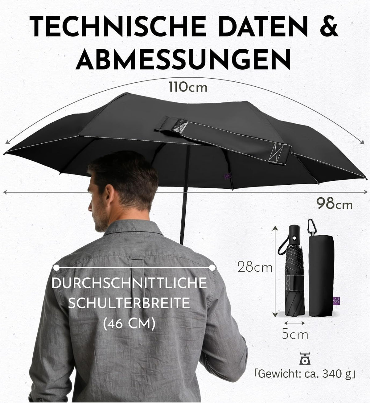 LILAC Regenschirm Klein Stabil Windfest