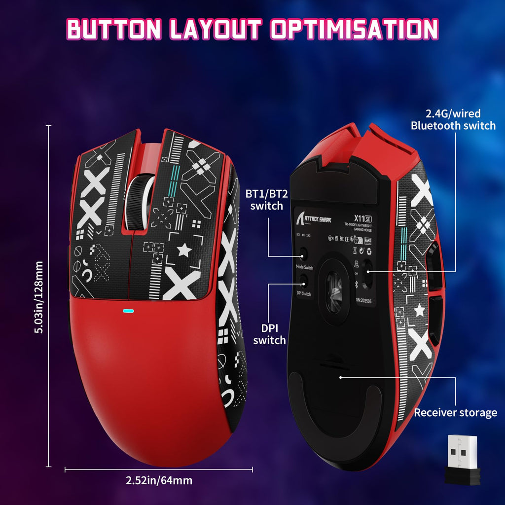 ATTACK SHARK X11SE Kabellose Gaming-Maus