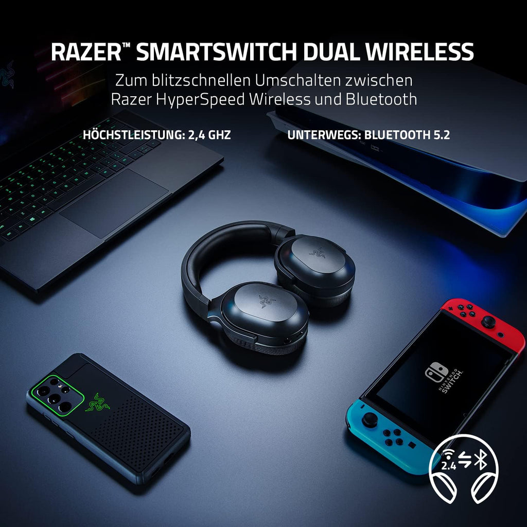 Razer Barracuda X - Kabelloses Multiplattform-Headset für Gaming und Mobile Geräte (SmartSwitch Dual Wireless, Triforce 40mm, Mikrofon mit Nierencharakteristik, 50h Akku, USB-C) Schwarz