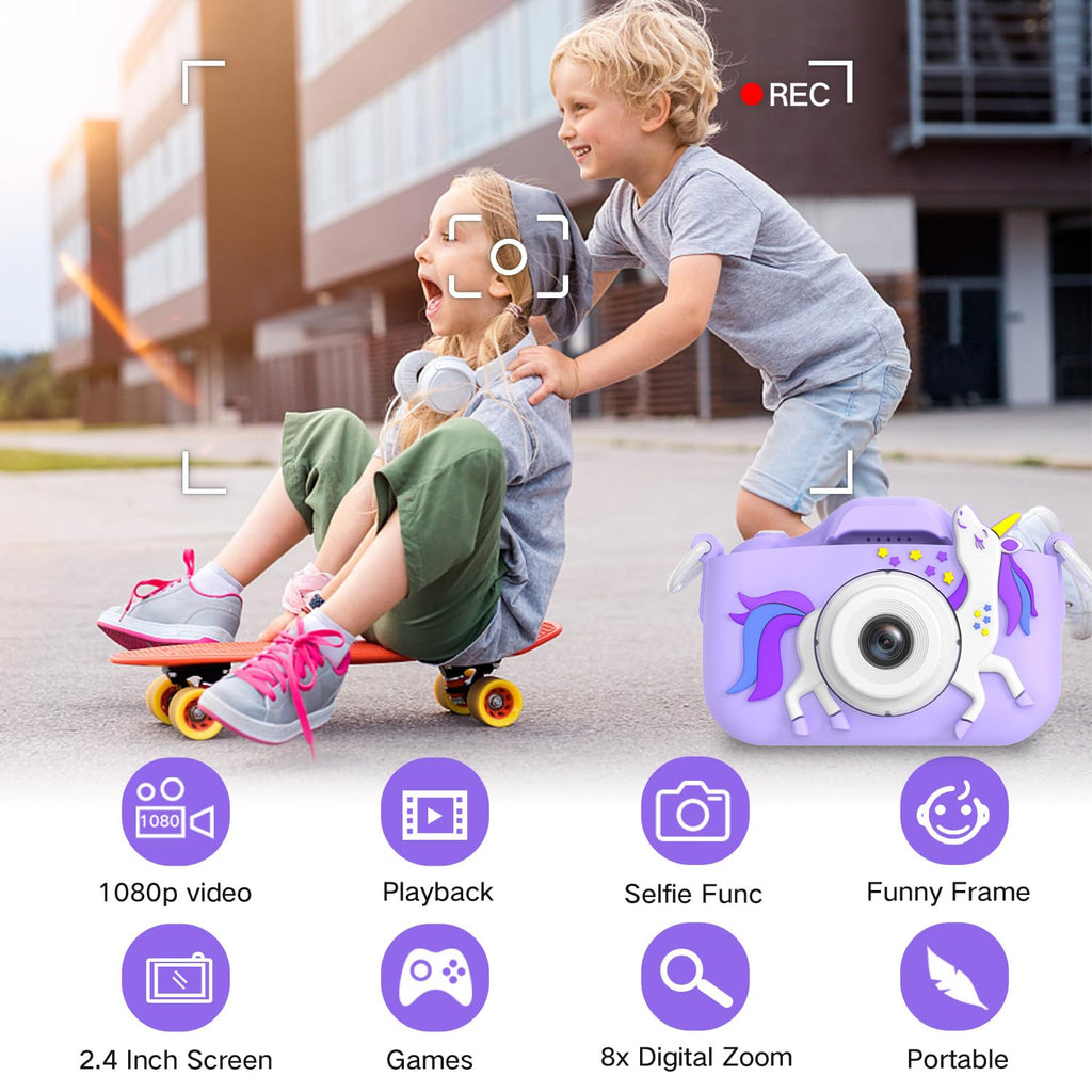 Goopow Kids Camera Toys for 3-8 Year Old Girls Boys,Children Digital Video Camcorder Camera with Cartoon Soft Cover, Best Chritmas Birthday Festival Gift for Kids